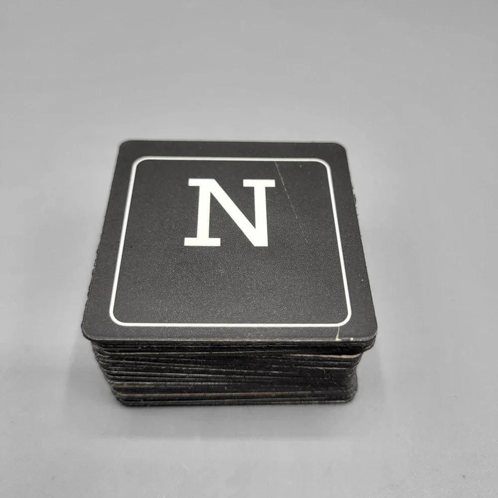Alphabet Magnet Set 26pcs Square Letter Tiles Black White 2x2 in